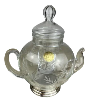 Carafe with Ice Holder, Crystal and Silver, Italy, 1980s