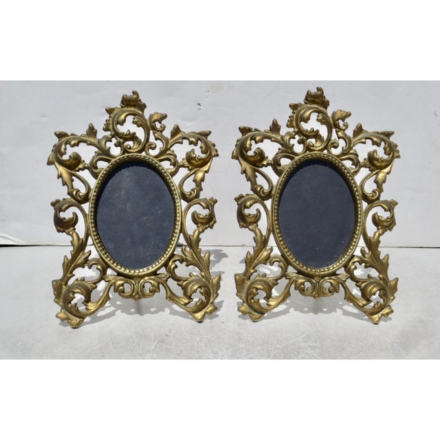 Victorian Victorian Cast Brass Portrait Frames - A Pair of 2 For Sale - Image 3 of 6
