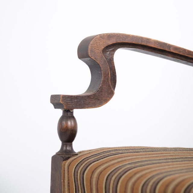 Antique Oak Armchair with Upholstery and Cane, 1920s For Sale - Image 9 of 10