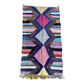 1980s Moroccan Colorful Vintage Kilim Rug - 4'5" X 7'10" Ft For Sale