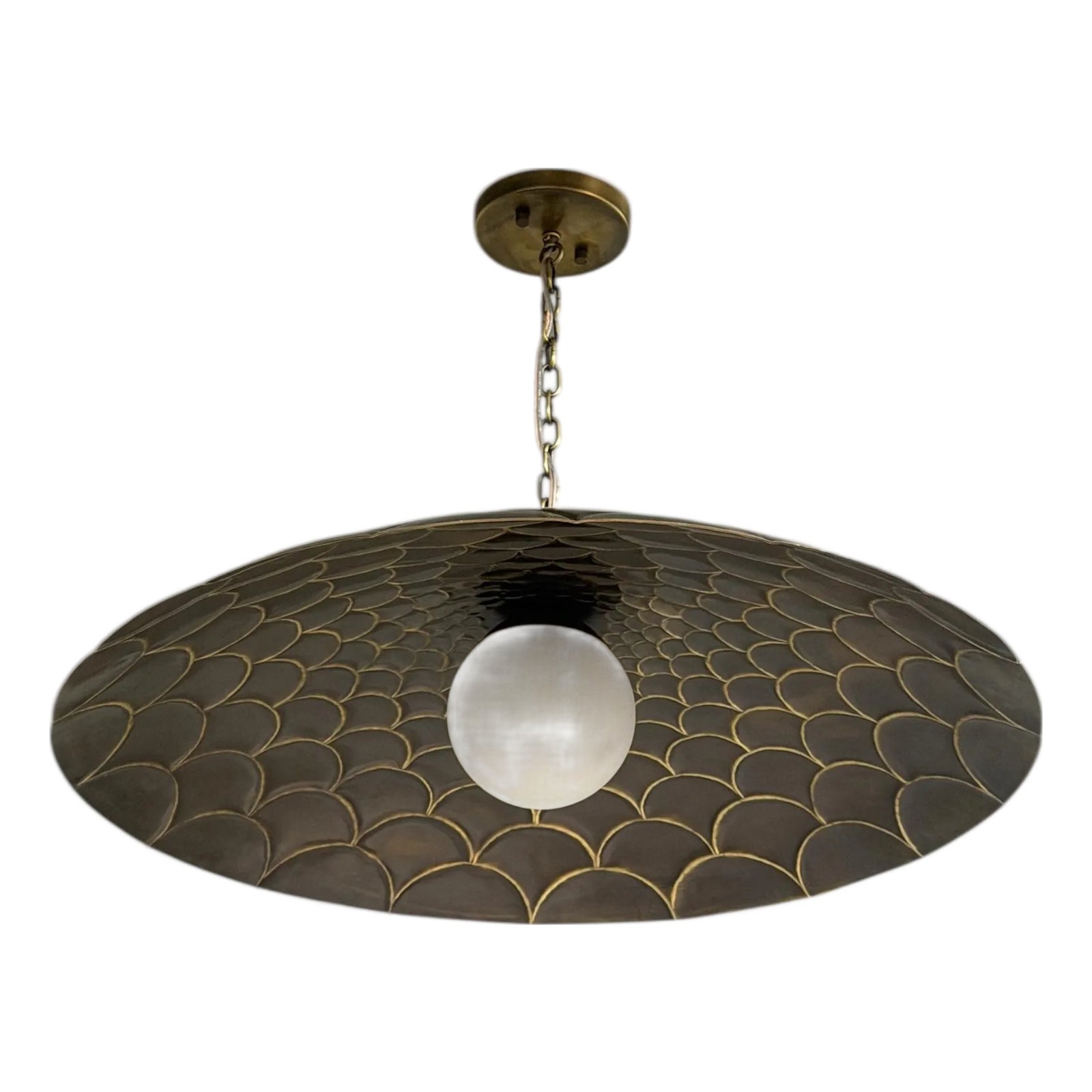 Fish Scales Style Brass Flush Mount Ceiling Light Fixture. | Chairish