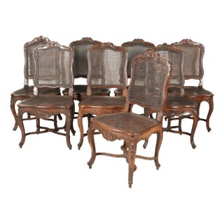 Late 19th Century French Provincial Set of Eight Caned Dining Chairs For Sale