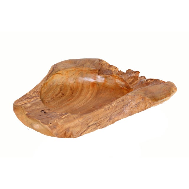 Large 22" to 25" D Hand Carved Organic Teak Bowl 6 For Sale - Image 9 of 11