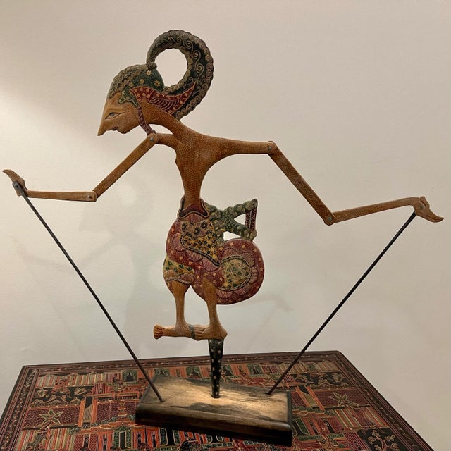 Wood Vintage Indonesian Wayang Golek Hand Painted Puppets- Set of 3 For Sale - Image 7 of 12