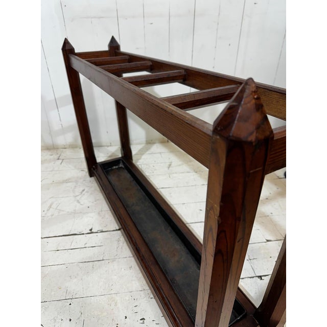 Wood Victorian Gothic Revival Pitch Pine Umbrella Stand, 1880 For Sale - Image 7 of 16
