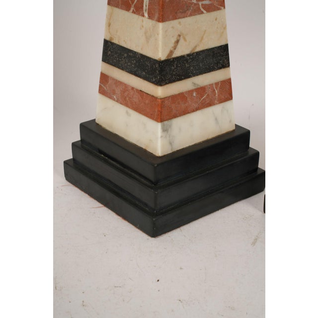 1900 - 1909 1900s Large Pair of Italian Grand Tour Neoclassical Marble Specimen Obelisks For Sale - Image 5 of 11