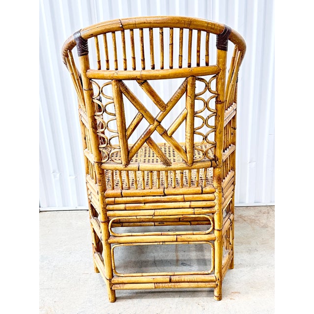 Vintage Brighton Pavilion Style Tortoiseshell Bamboo & Rattan Armchair For Sale - Image 4 of 11