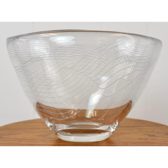 Mid Century Modern Vicke Lindstrand for Kosta Arabesque Art Glass Bowl For Sale - Image 13 of 13
