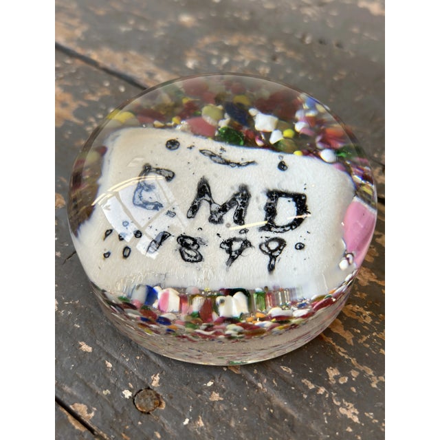 Antique Blown Glass Paperweight With Year and Initials, Circa 1899 For Sale - Image 9 of 9