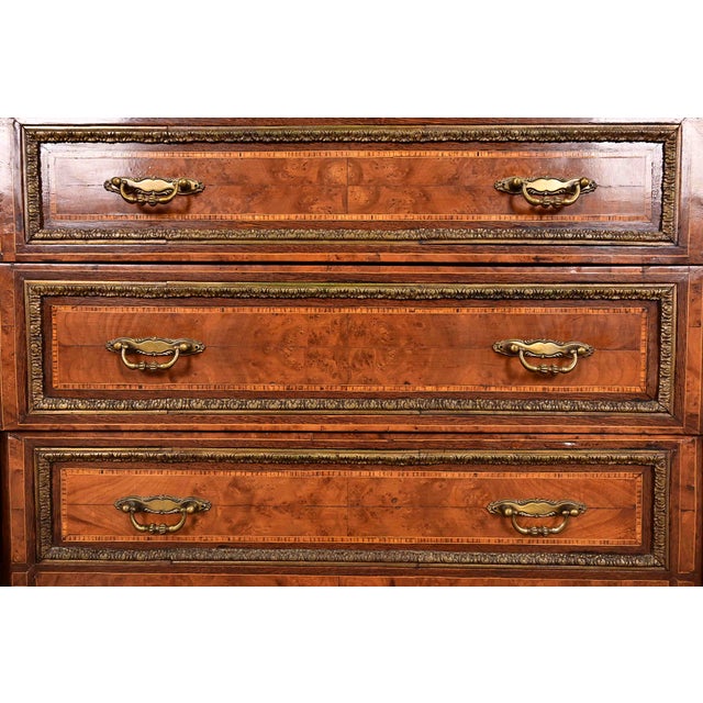 Wood Maison Forest Style Antique French Empire Burl Wood Armoire Dresser or Gentleman's Chest With Mounted Ormolu, Circa 1880s For Sale - Image 7 of 12