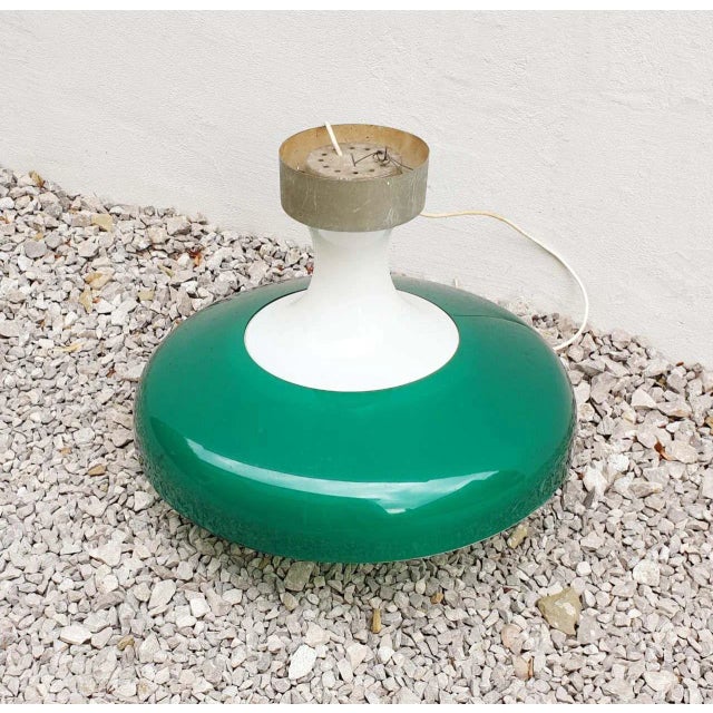 Mid-Century Modern Large Mid-Century Milk Glass and Plastic Ceiling Lamp, 1968 For Sale - Image 3 of 12