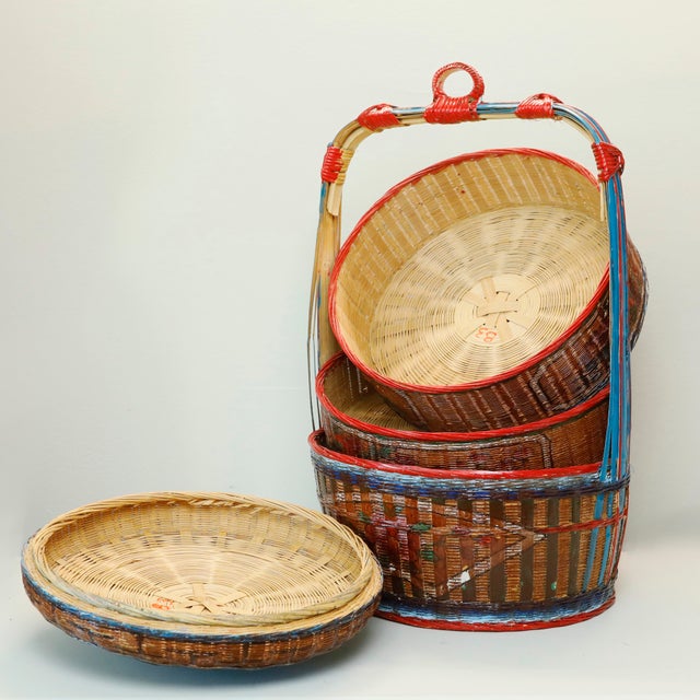 Mid 20th Century Mid 20th Century Vintage Antique Chinese Wedding Basket For Sale - Image 5 of 11