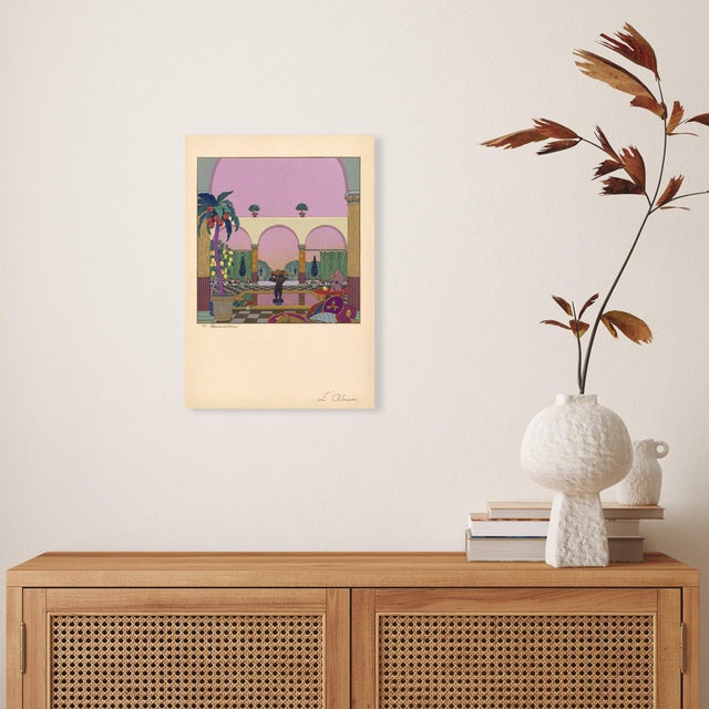 Pochoir circa 1919. Measures 13" x 18.75" overall. Great condition! Sold unframed.