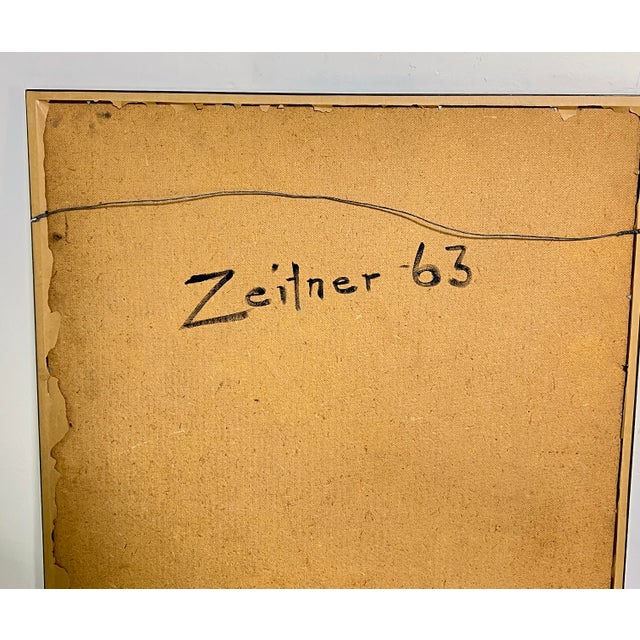 D. 1963 Abstract Figurative Painting Signed Zeitner For Sale In Boston - Image 6 of 6