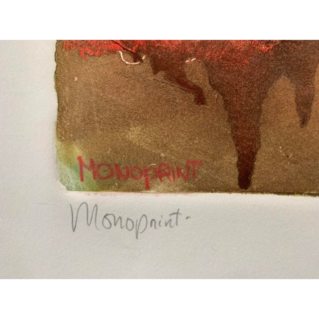 1960s Mid 20th Century "Market in Taluca" Modern Abstract Figurative Monotype, Framed For Sale - Image 5 of 13