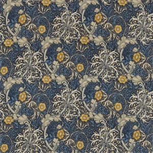 Morris & Co Morris Seaweed Fabric in Ink/Woad