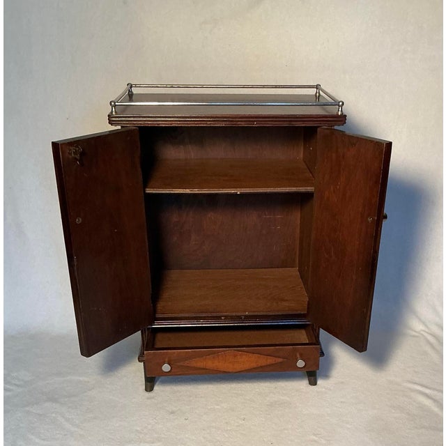 Mid-Century Modern Wooden Cabinet Art Deco Elements, Circa 50s 60s For Sale In Greenville, SC - Image 6 of 12