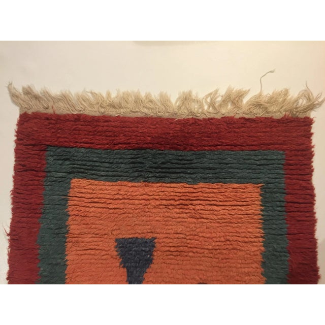 1970s Turkish Pink, Red, and Green Woolen Tulu Rug, 1970s For Sale - Image 5 of 9