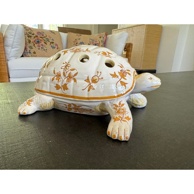 Tiffany & Co porcelain ceramic turtle frog. Hand painted and handmade in France. Can be used a frog planter or an incense...