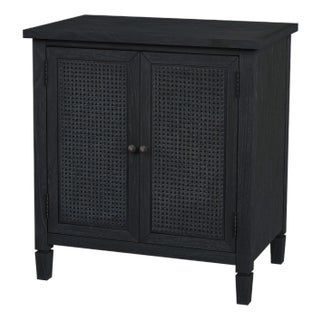 Flagstaff 30 in. W Rectangular Wood 2 Door Cane Accent Storage Cabinet, Black Cane For Sale