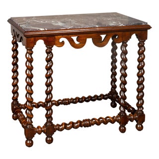 English 1850s Barley Twist Mahogany Console Table with Red Marble Top For Sale
