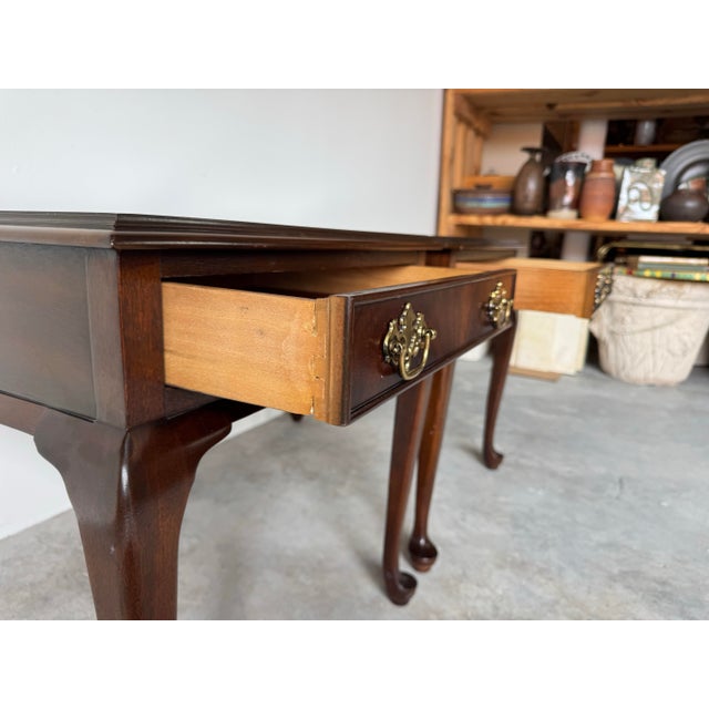 Vintage Drexel Queen Anne Solid Mahogany One-Drawer Nightstands – A Pair For Sale - Image 10 of 12