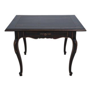 Chinoiserie Decorated Distressed Finish 1 Drawer Table For Sale