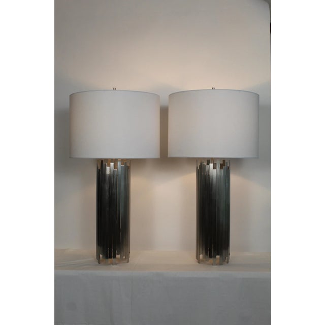 Paul Mayen Paul Mayen Influence Brushed Steel Lamps - a Pair For Sale - Image 4 of 12