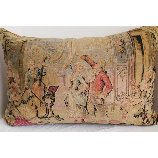 French 19thC. Custom Toile French Tapestry Pillow 27" Feather Down Insert For Sale - Image 3 of 6