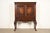 Berkey & Gay Style Antique Chippendale Carved Walnut and Burl Wood Bookcase or Bar Cabinet, Circa 1920s For Sale - Image 18 of 18