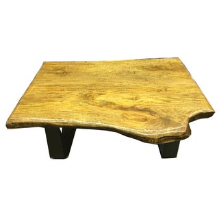 Minimalist Natural Wood Slab Modern Coffee Table For Sale