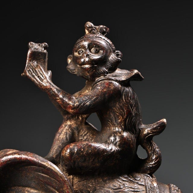 Late 19th Century Gilt Bronze Monkey on Elephant Statue, 1.5kg For Sale In Los Angeles - Image 6 of 8