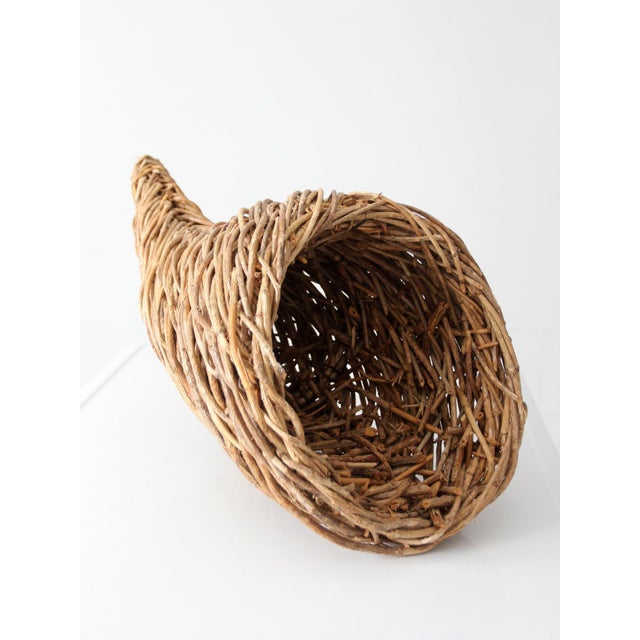 Vintage Woven Cornucopia Basket For Sale - Image 11 of 14