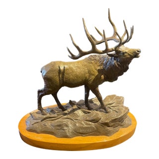 1980s Original Bronze Elk by Clark Bronson Entitled “Wapiti” 11/75 For Sale