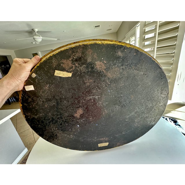 Large Antique French Empire Yellow Oval Tole Tray - Early 19th-Century For Sale - Image 14 of 16