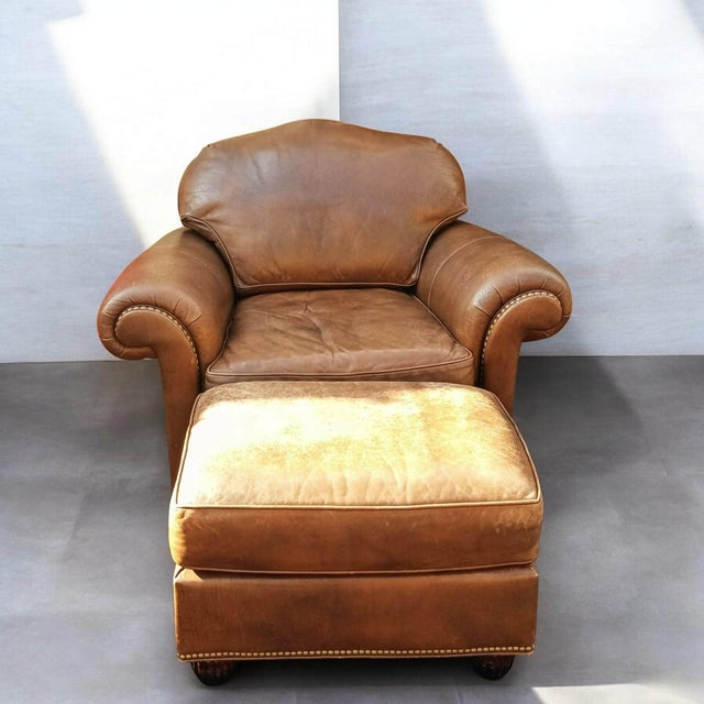 2010s Experience the Pinnacle of Classic Comfort With Premium Hancock & Moore Leather Club Chair & Matching Ottoman For Sale - Image 5 of 10
