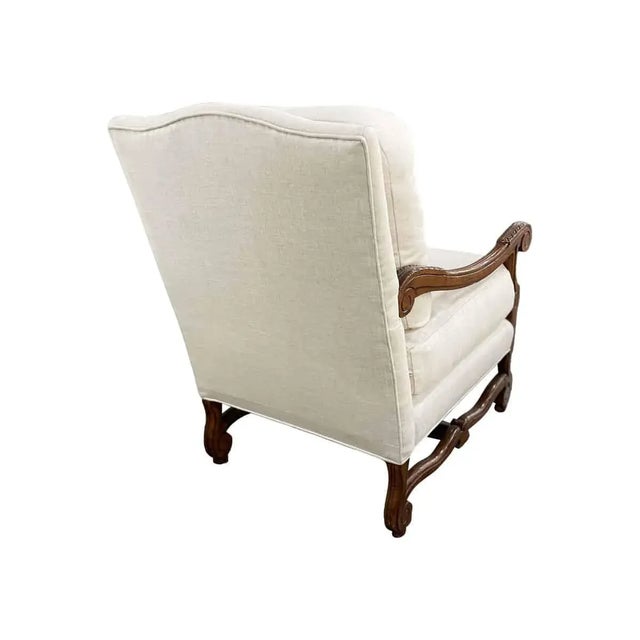 30" L x 35" W x 40" H Down Cushions Fabric Evere Creme Antique English Walnut Finish