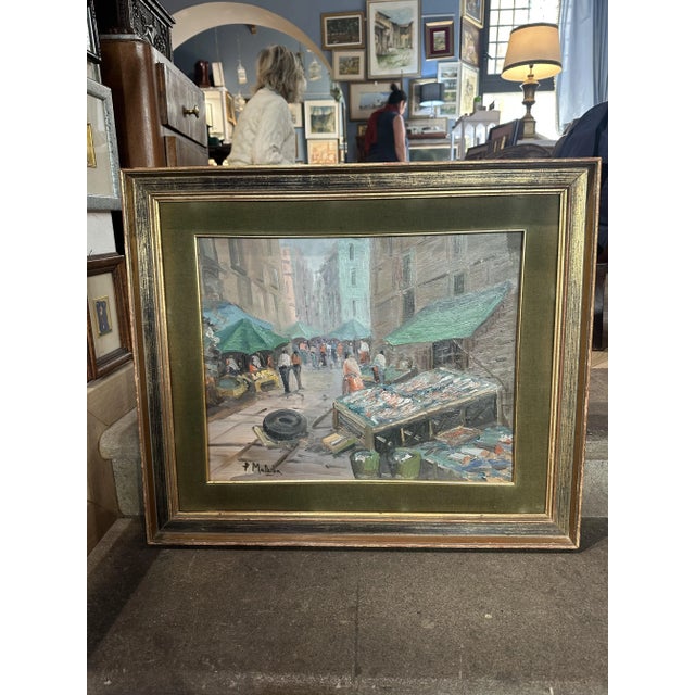 Paolo Malerba, Market, 1960s, Oil on Panel, Framed For Sale - Image 9 of 9