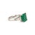 Modern Vintage Platinum 4.35ctw Gia Green Emerald Diamond Three Stone Cocktail Ring, Size 4.25 For Sale - Image 3 of 9