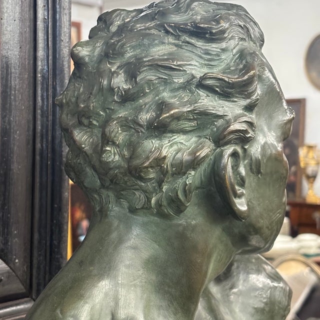 Antique Art Deco Male Bust Sculpture from J. Domisse, 1930s For Sale - Image 3 of 13