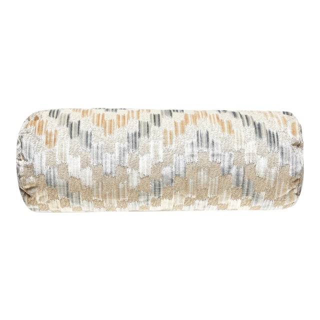 The House of Scalamandré Ankara Bolster Pillow, Cloud For Sale