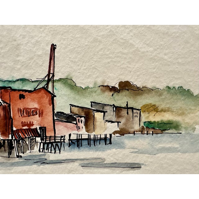 Rustic Henry Emil Salloch Original Watercolor on Paper Belfast, Maine. 1948. For Sale - Image 3 of 8