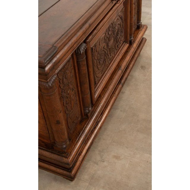 French 18th Century Solid Oak Carved Coffer-Trunk For Sale - Image 9 of 13