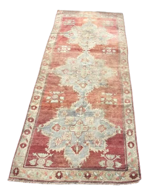 Vintage Design Faded Turkish Red Rug