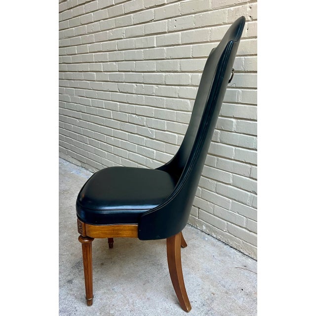 Wood Vintage Hollywood Regency Black Side Chair With Brass Handle For Sale - Image 7 of 10