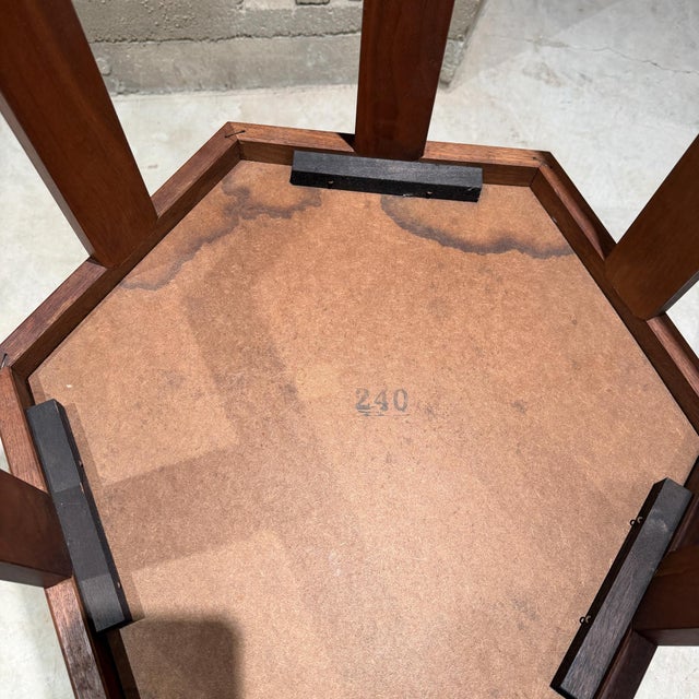 John Keal for Brown Saltman Hexagonal Pair Side Table Walnut Enamel For Sale - Image 14 of 15
