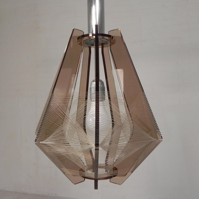 Vintage Acrylic Glass and Nylon Wire Pendant Lamp by Paul Secon for Sompex, 1960s For Sale - Image 9 of 18