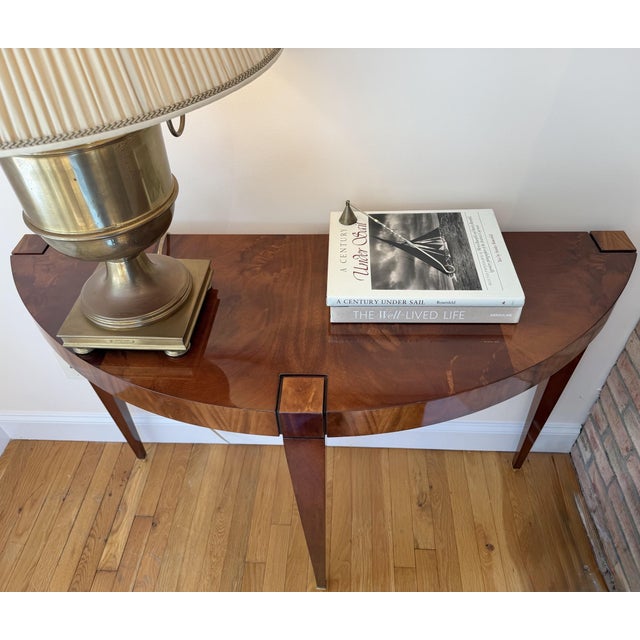 Flame Mahogany Demi-Lune Accent Table For Sale - Image 16 of 18