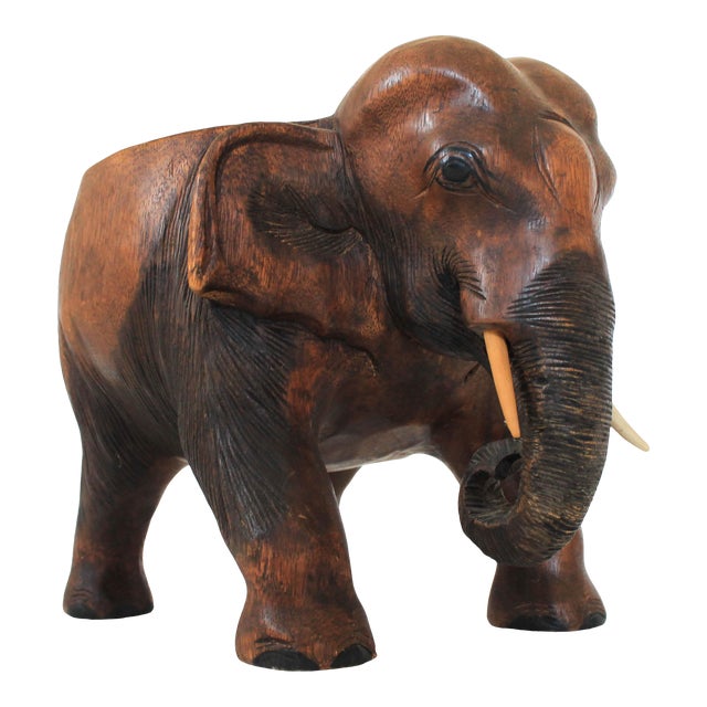 Carved Wooden Elephant Plant Stand Chairish