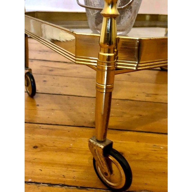 Gold Hollywood Regency Bar Cart in Brass, 1960s For Sale - Image 8 of 12
